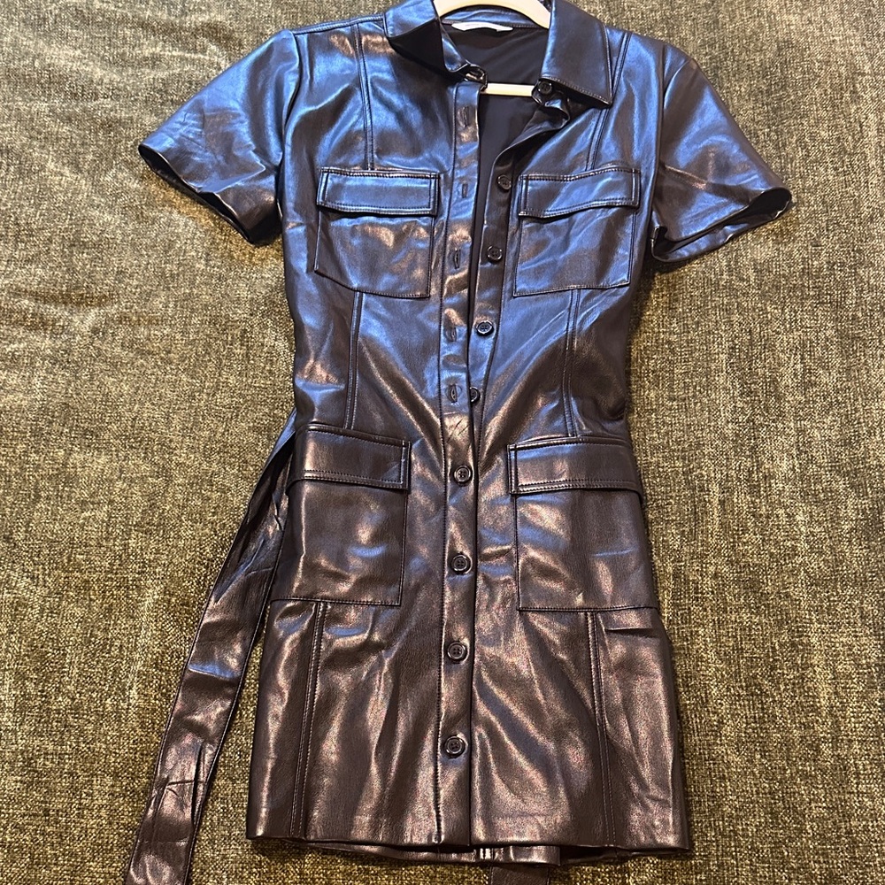 Amanda Uprichard Black Leather Mini Dress